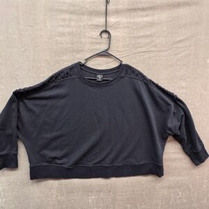 Nike Sweatshirt Womens 3X Black Dri-FIT Cropped Braided Shoulder DQ5486-010